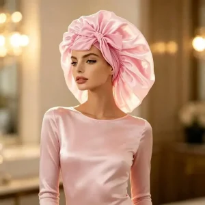 Satin Bow Tie Silk Hair Bonnet